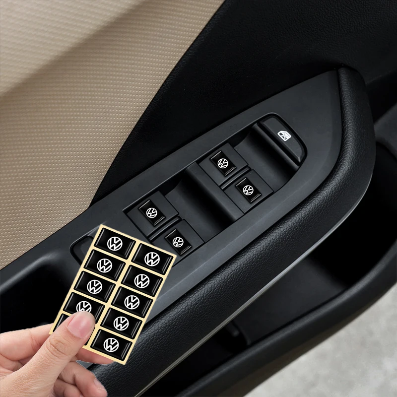 10 pegatinas 3D de resina epoxi para el interior del coche, para Volkswagen Passat B5 B6 Jetta Beetle Bora Touran Tiguan, accesorio decorativo para auto.