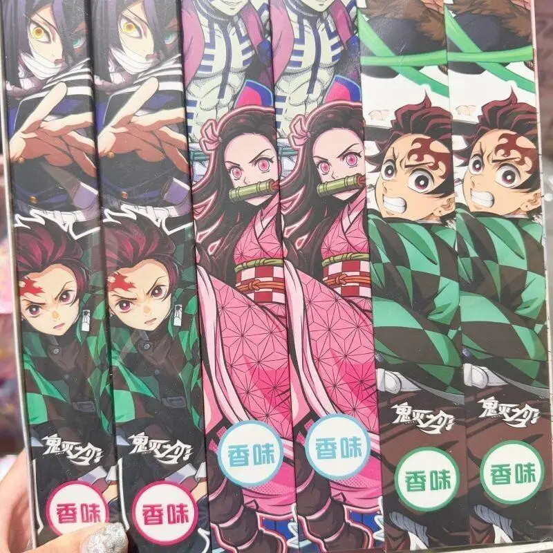 Demon Slayer BANDAI Kamado Tanjirou 8 Inch Folding Fan New Double Sided Paper Students Summer Portable Cartoon Game Gift Kawaii