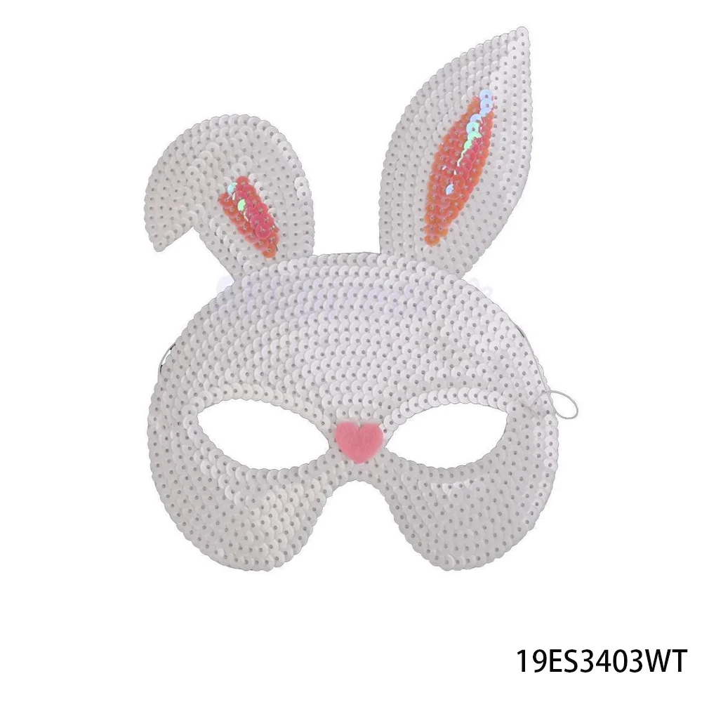 PESENAR Maschera con paillettes coniglietto pasquale con naso a cuore rosa per accessorio per costume da festa