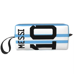 Messi 10 Borsa per il trucco da calcio per calcio Lionel Football Argentina Borsa per cosmetici Borsa da toilette Borsa per organizer per donna