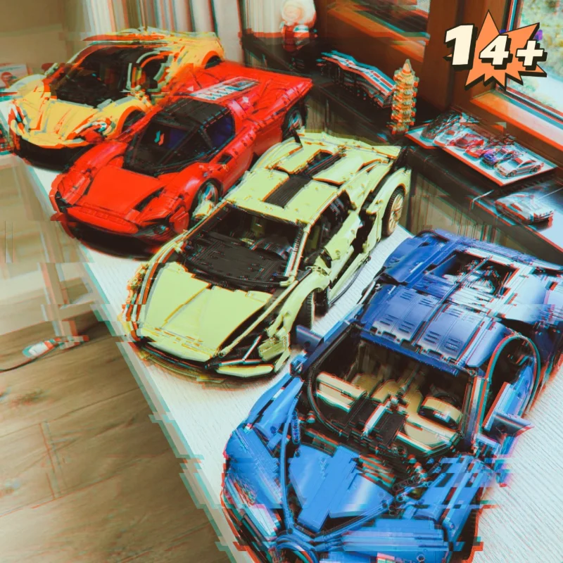 

MOC Bricks Super Racing Technicial масштаб 1:8, модель спортивного автомобиля, строительные блоки, игрушки для взрослых мальчиков, подарки на день рождения для детей