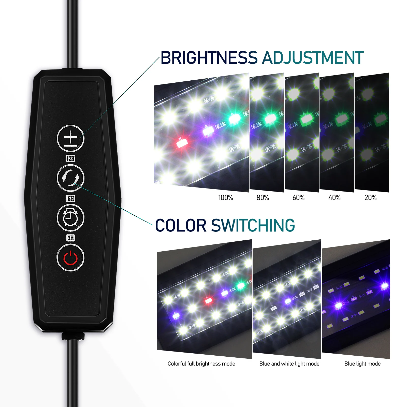

Fish Tank Lights LED Tropical Aquarium Lighting Accessories for Plants Lamp Glass