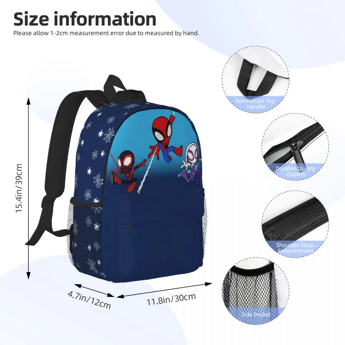 Spider Ghost para meninas meninos mochila de estudante de grande capacidade mochila leve à prova d'água de 15 polegadas