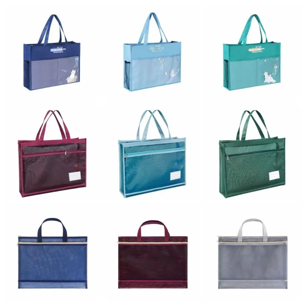 A3 Zipper Pouch Bag Large-capacity Canvas Multi-layer File Organizer with Handle Creative Document Book Bag Artwork Storage Bag