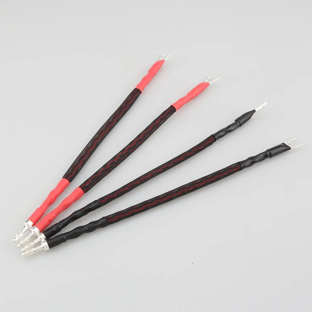 4 Uds 6AG Audio Hifi Cable de puente Chapado en plata Banana a Y pala Banana altavoz de alta fidelidad puente cable de altavoz cables de puente biwire