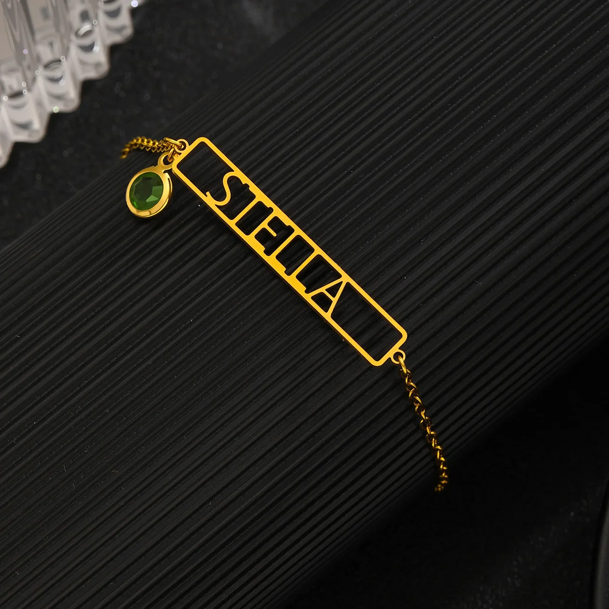Personalized Custom Vertical Pendant Gold Name Bracelet For Women Large Name Bracelet Order Any Name Jewelry Birthday Gift