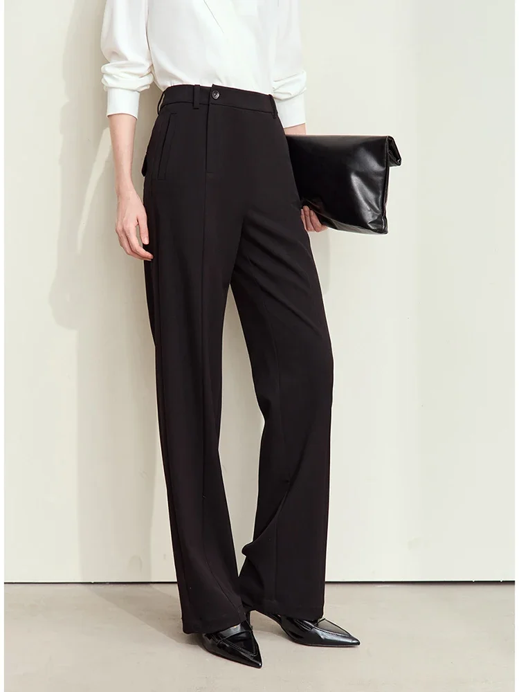 Amii Minimalism 2024 Autumn Women Pants New Personalized Straight Trousers Solid Full-length Casual Pants for Women 12423042