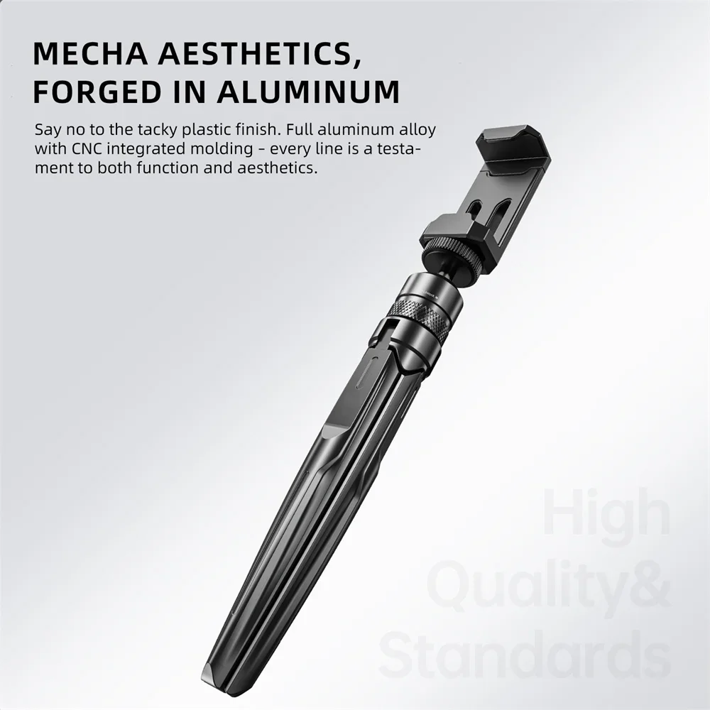 Aluminum Phone Tripod Video Recording Selfie Stick Desktop Tripod w 1/4