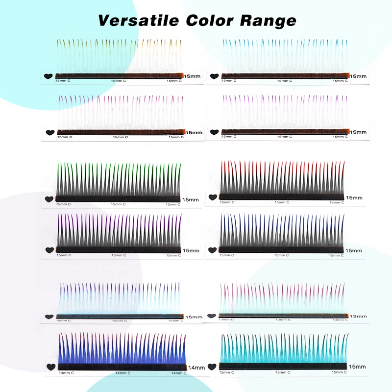 Winky Beauty Newly Designed Ombre Colored Wet Eyelash Extension 0.07mm 12 Colors Mixed Naturally Cosplay Premade Wet Lashes C/D