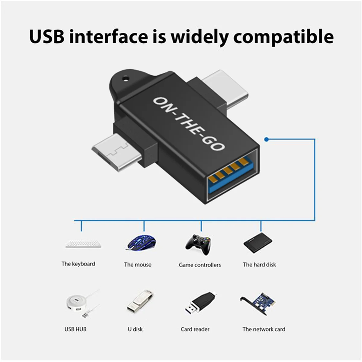Convertidor USB C a USB 3,0 OTG, adaptador micro-otg tipo C 2 en 1