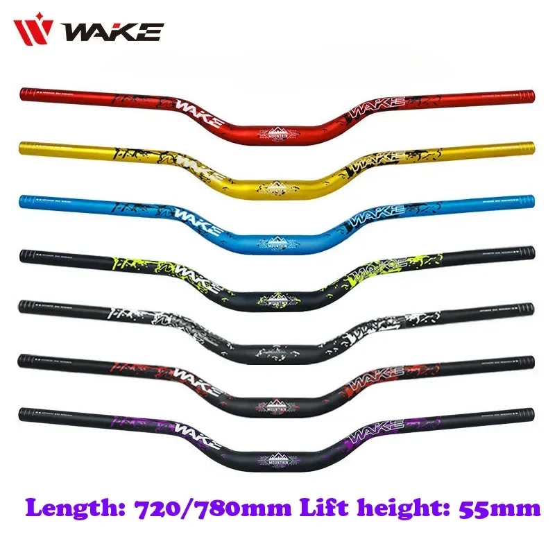 WAKE Rower górski w kształcie litery U 55H Wysoko zakrzywiona kierownica 31,8 * 720/780 mm Big Swallow Uchwyt ze stopu aluminium Akcesoria rowerowe