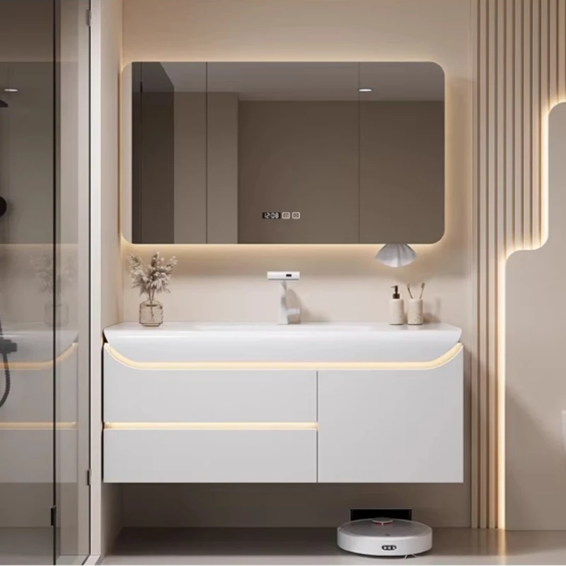 

Modern Drawers Bathroom Cabinet Design Unique Full Set Bathroom Mirror Cabinet Floating Space Saving Mobile Da Bagno Furniture