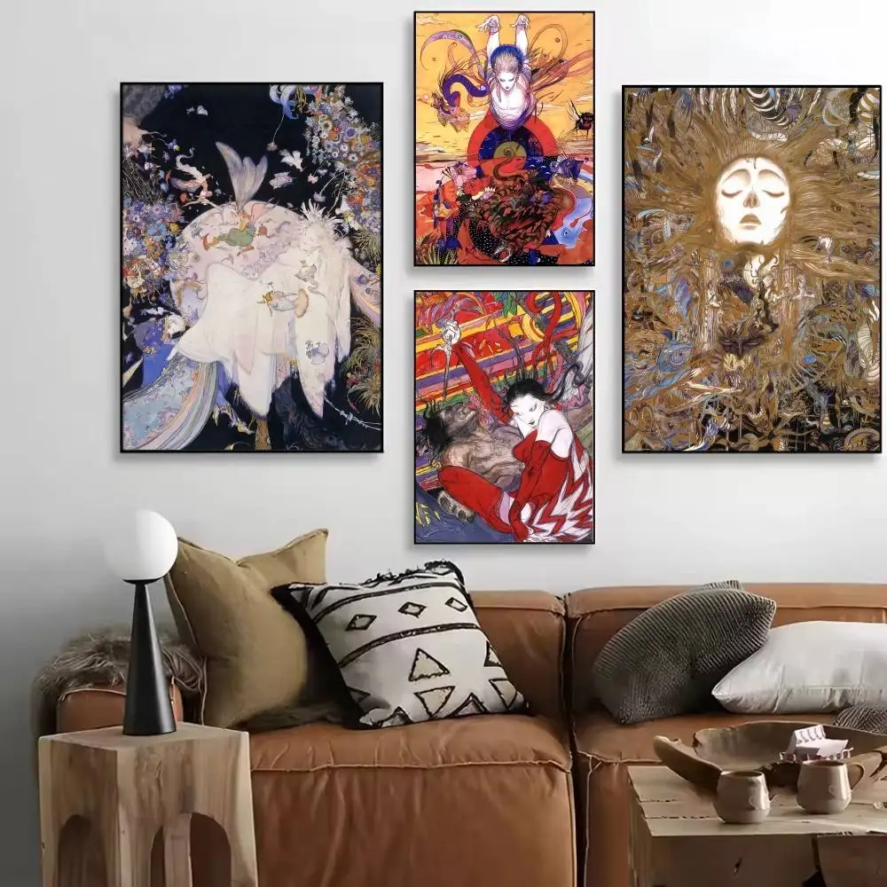 Yoshitaka Game Amano F-Final F-Fantasy Anime Manga Posters High Quality Self-adhesive Wall Art Decorations Color Prints Sticky