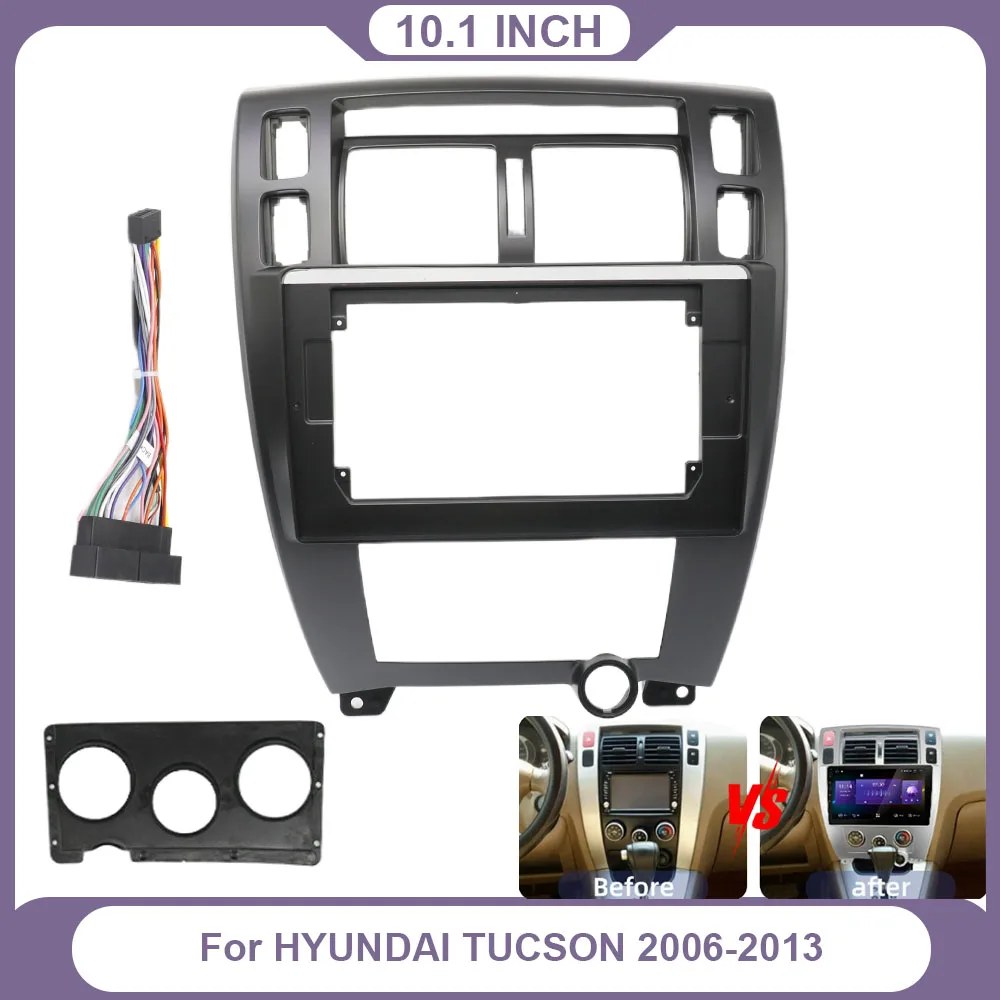 

10,1-дюймовая черная рамка для автомагнитолы Hyundai Tucson 2006-2013, комплект для установки на приборную панель, монтажный комплект, набор накладок
