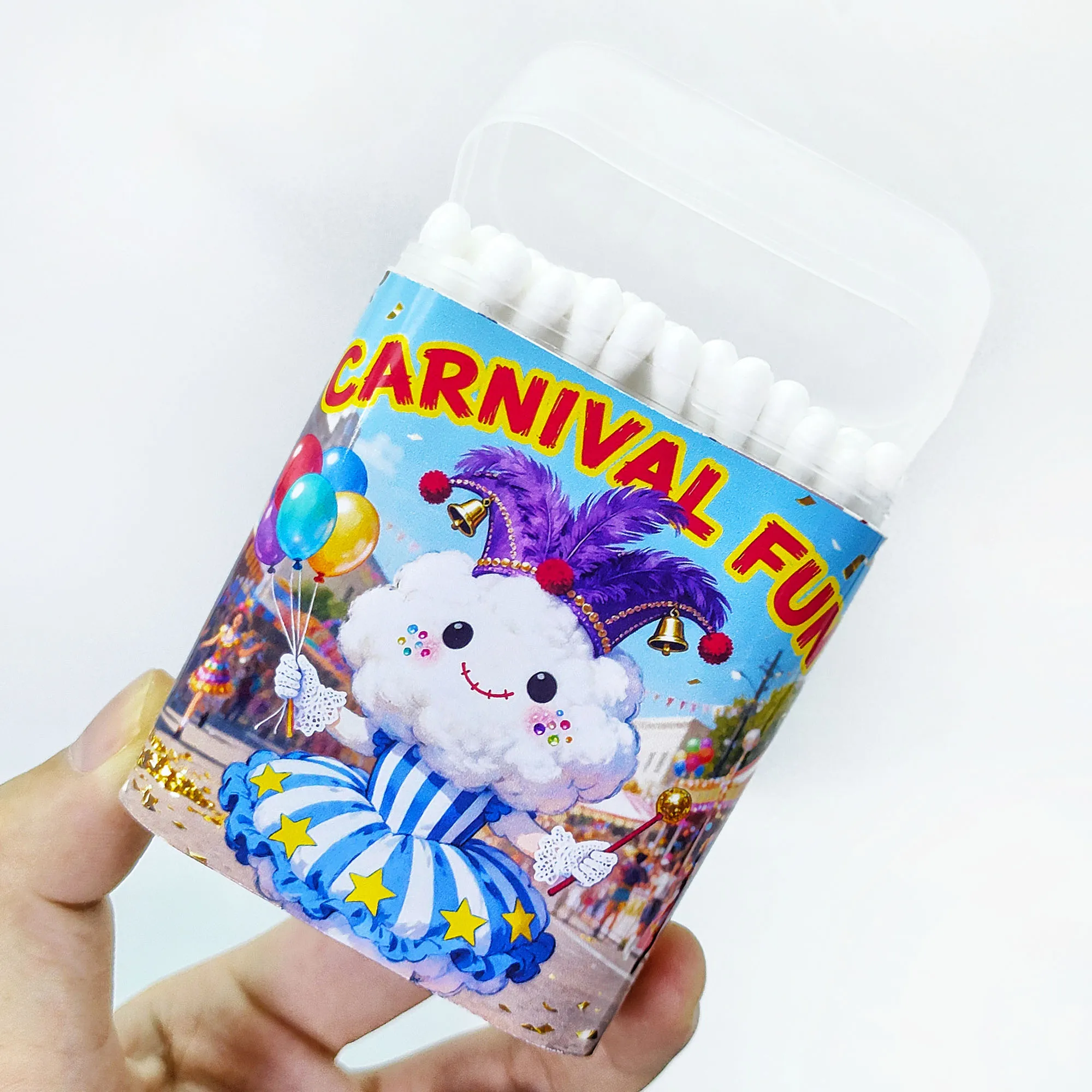 100 قطعة/300 قطعة أعواد قطنية تحت عنوان الكرنفال متعددة الوظائف برأسين أعواد قطنية ملعقة مستديرة أعواد قطنية عصا.