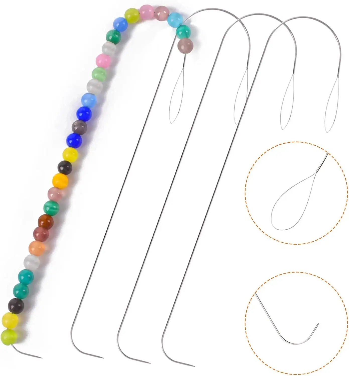 2/4Pcs 5.3 Inches Large Eye Curved Beading Needles Bead Spinner Needle for Glass Seed Beads Bracelet Necklace Jewelry Making DIY