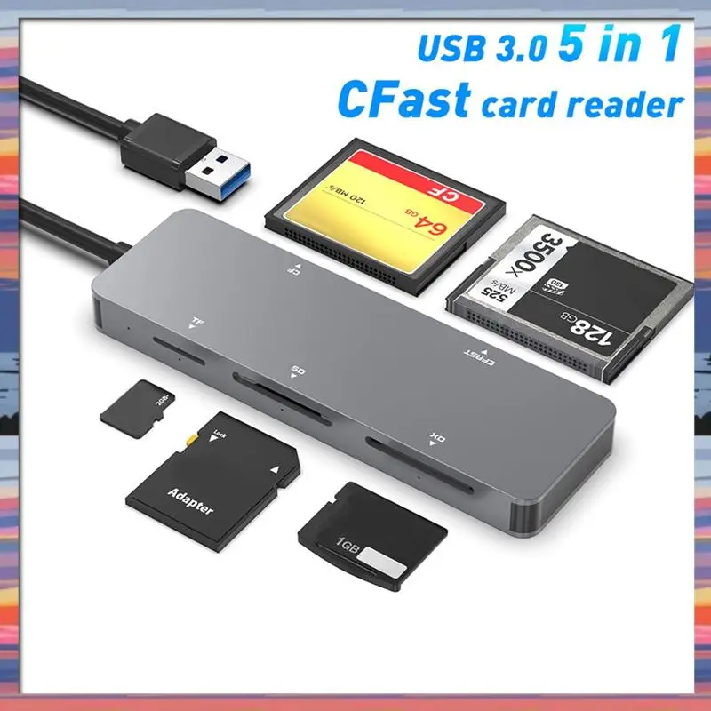 AC18 (гарантия) 5 в 1 устройство чтения карт памяти OTG адаптер поддерживает устройство чтения карт SD/TF/MS/CF/XD для компьютера, ПК, ноутбука, 1 шт.