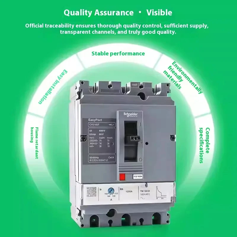 Schneider Electric CVS100F/160F 3P Fixed Molded Case Circuit Breaker 36KA Smart Home, Automatic Protection