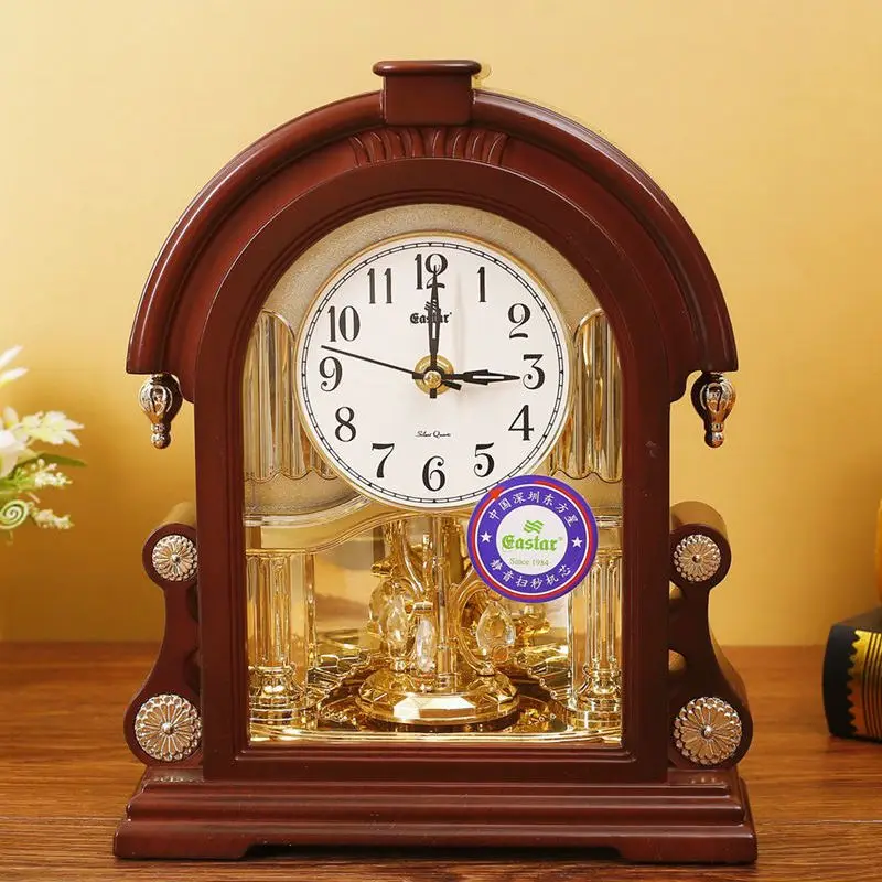 Modern American Home Furnishings Clocks and Watches European Silent Bedside Rotating Chinese Desk Clock