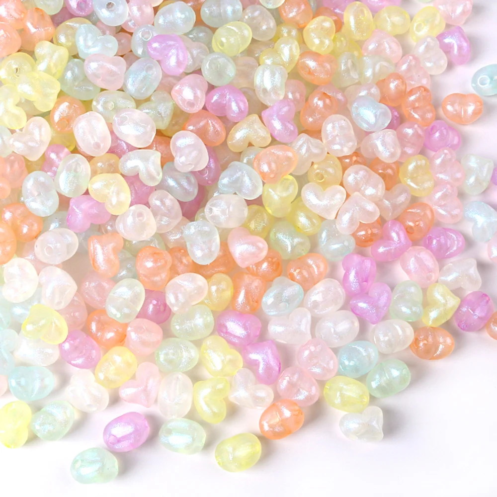 30pcs 9x11mm Mermaid Color Love Heart Beads Acrylic Loose Spacer Beads For Jewelry Making Diy Bracelet Necklace Earrings Craft