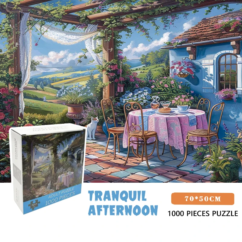 

70*50cm 1000pieces Paper Puzzle painting Adult Puzzle Tranquil Afternoon Difficulty Jigsaw Puzzle Relaxing Craft Home Wall Decro