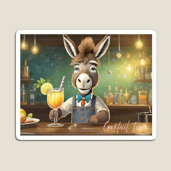 Donkey Bartender  Magnet Stickers Funny Baby Cute Toy Children Kids Home Magnetic  Decor Refrigerator for Fridge Organizer