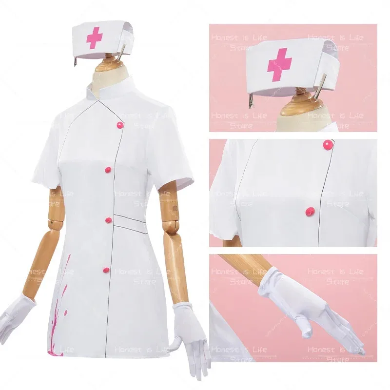 Аниме игра Виртуальный идол певец Мику Косплей Костюм Кроличья дыра Ainme Белое платье медсестры Хэллоуин Вечерние наряды Женщины косплей;