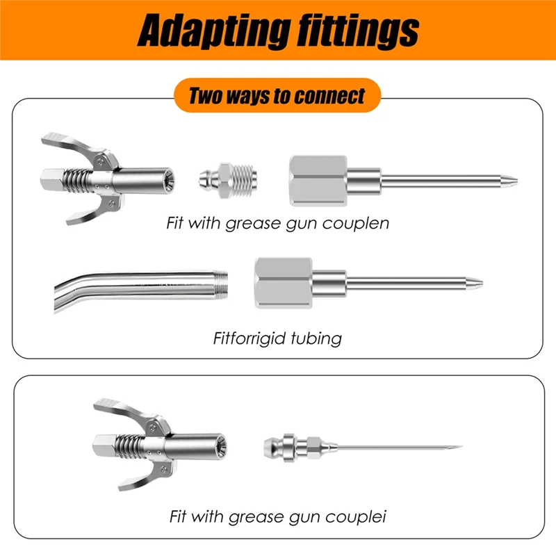 

A69egrease Nozzles 7PCS Grease Needle Accessory Set Anti Leaking Solid Machinery Grease Injector Easy To Transport