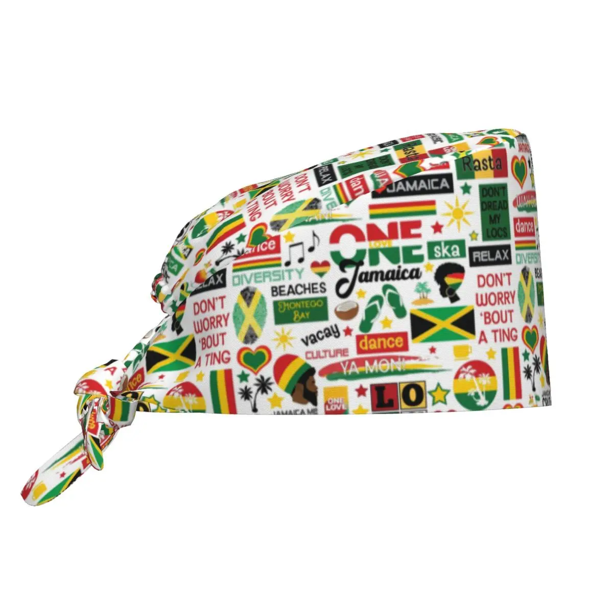 Adjustable Jamaica One Love Culture Pattern Working Hat Men Women Surgical Hat Scrub Nursing Doctor Surgeon Cap for Chef