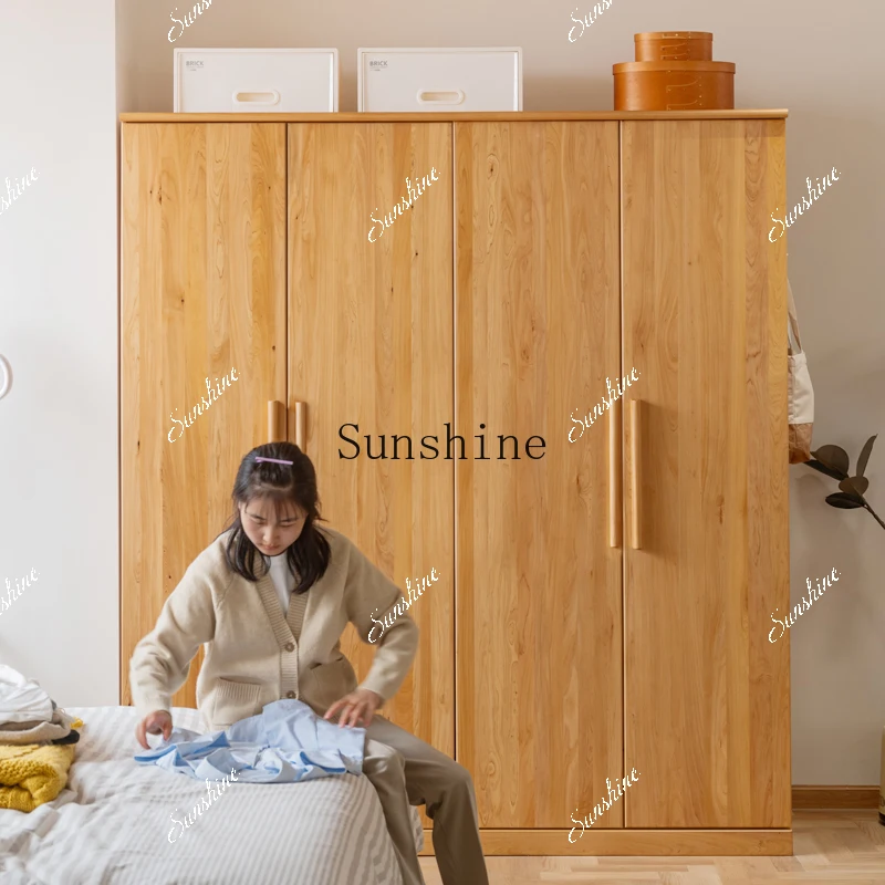 Solid wood storage large wardrobe Japanese furniture bedroom home modern simplicity  FT