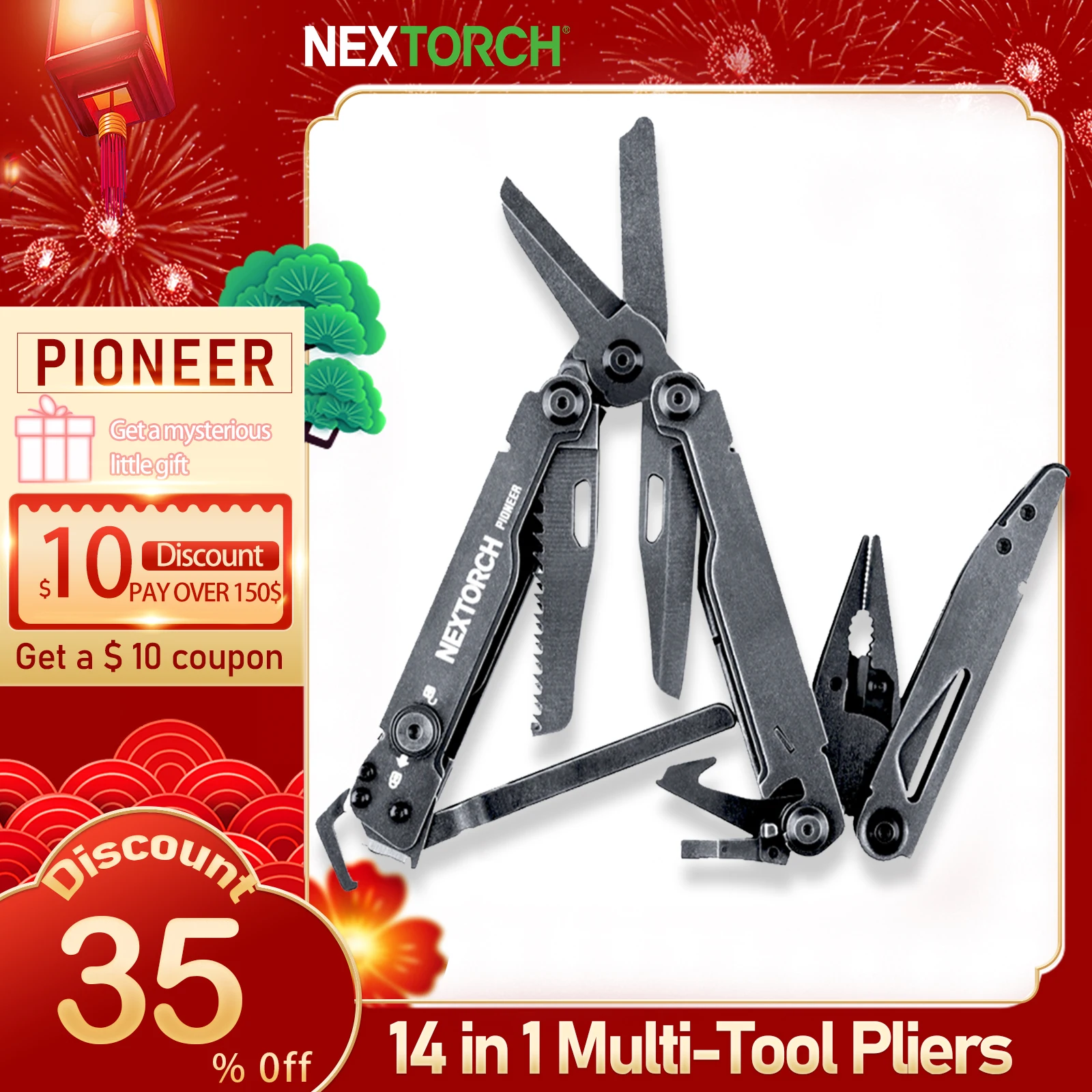 

NEXTORCH Pioneer Multitools Plier Professional Multifunctional Plier knife Rescue Scissor Folding Pliers 14-in-1 Useful Function