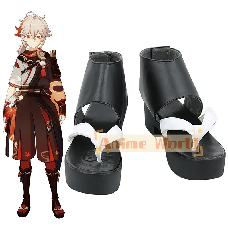 

Genshin Impact Kaedehara Kazuha Black Cosplay Shoes Halloween Carnival Boots Custom Made