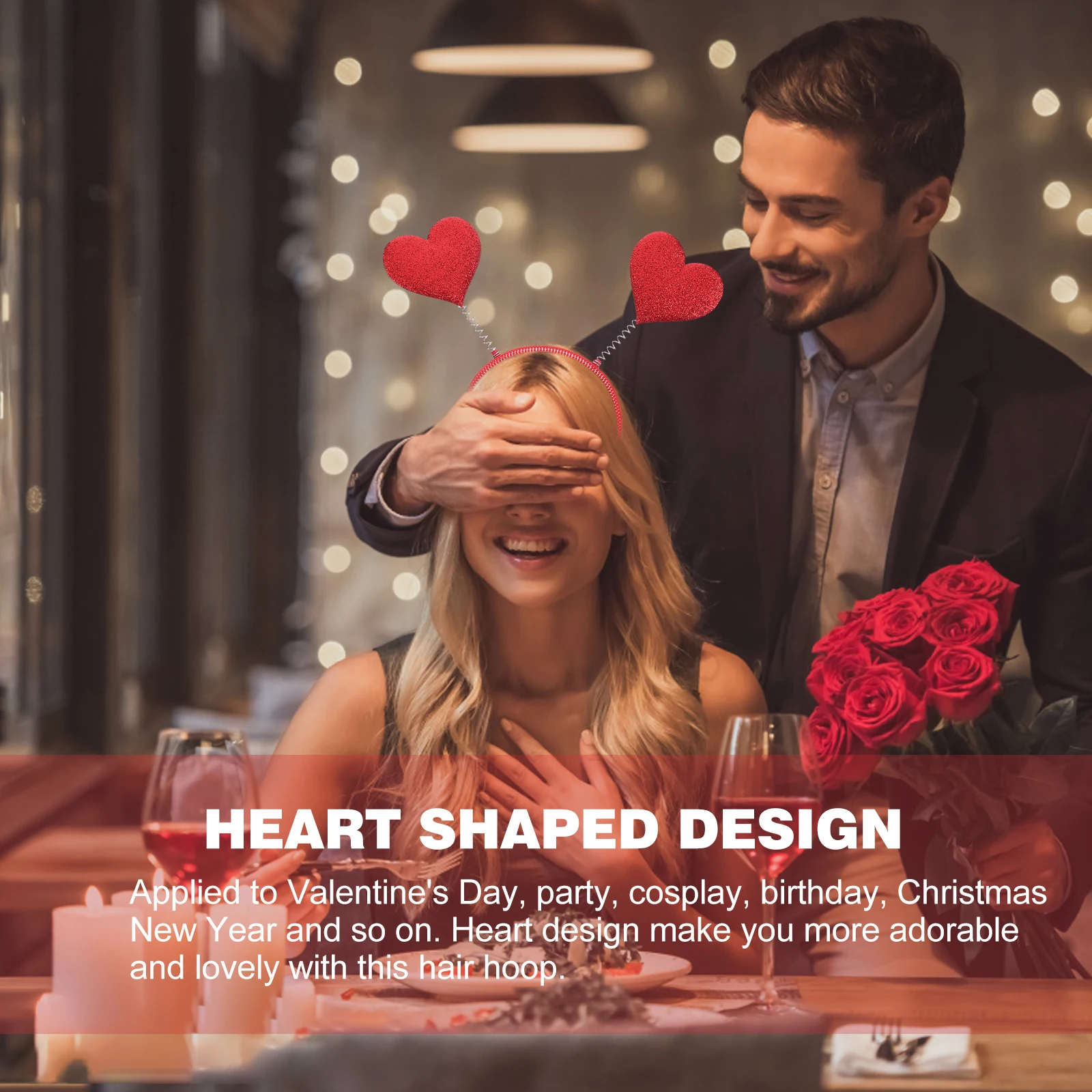 

4pcs Heart Shape Hair Hoop Headband Decorative Party Accessories Valentine'S Day Hairband Plastic Weave Headbands For Cosplay