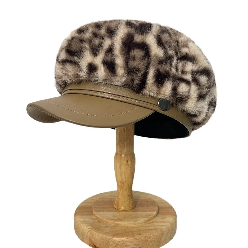 Y2K للجنسين الخريف الشتاء الفراء قبعات البيريه للنساء موتون مثمنة السفر واضح الرسام قبعة وهمية قضاعة الفراء قبعة Casquette أوم