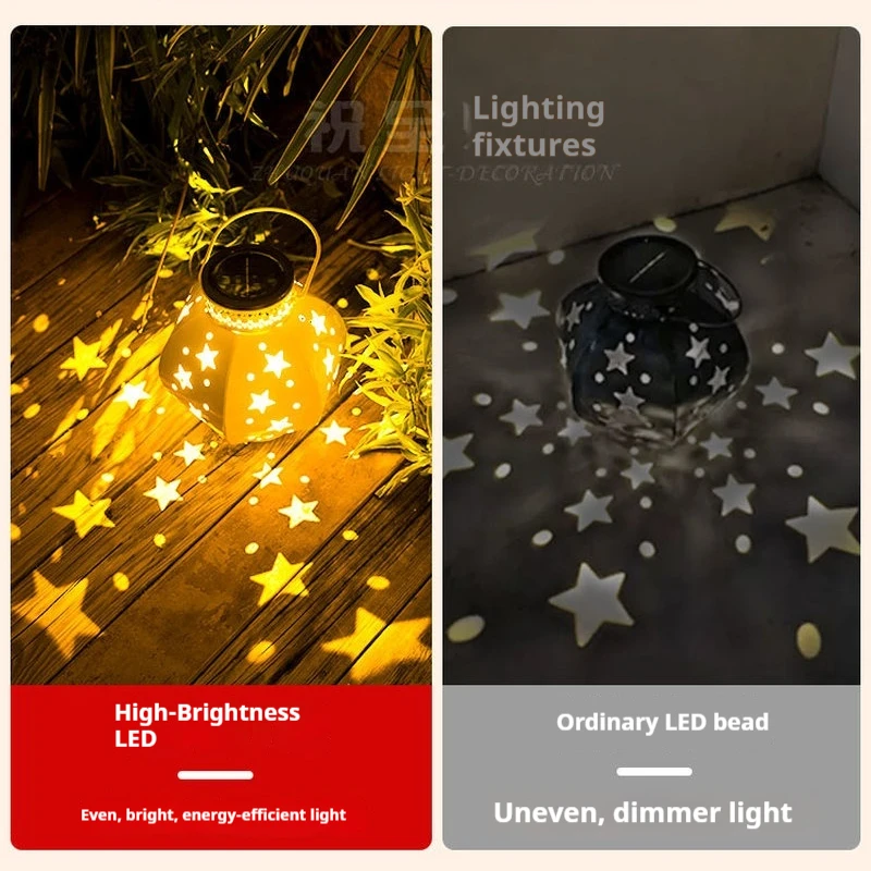 تعمل بالطاقة الشمسية مصابيح خارجية نجوم وظل ws الإضاءة مقاوم للماء حديقة فناء جو مصباح شرفة سطح المكتب ضوء الليل