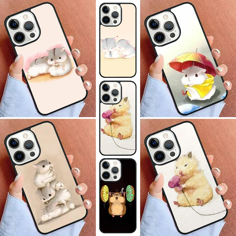 Hamster Art Phone Case For iPhone 16 15 14 Pro Max 11 13 12 Mini Max SE 2020 6S 7 8 Plus Cover Capa