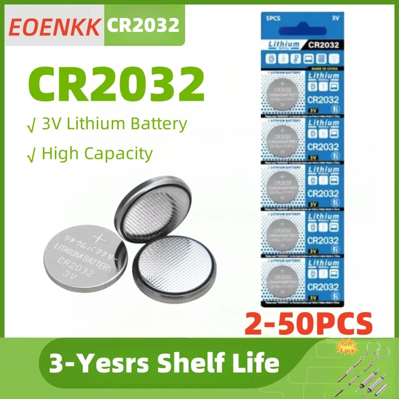 

NEW 2-50PCS 3V CR2032 Lithium Button CR 2032 Battery BR2032 LM2032 5004LC Coin Cell Watch Batteries For Toy Clock Remote Control