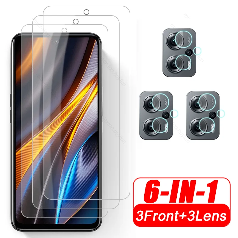 6 IN 1 Camera Protector Cover For Poco X4 GT X4GT 5G Tempered Glass Screen Protector Film Poko Poxo Pocco Little X 4 GT 5G Glass