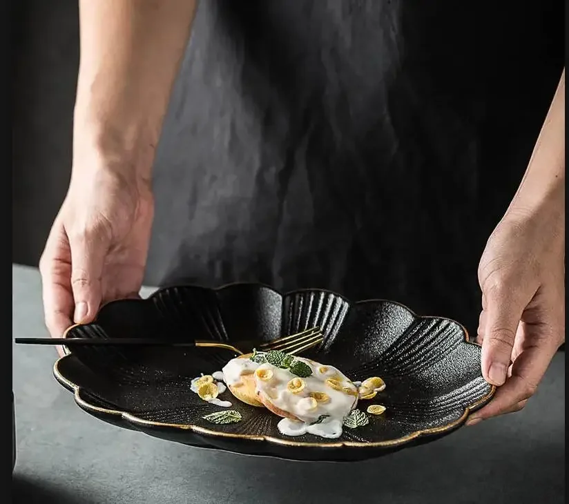 

Petal Ceramic Dinner Plate Dining Restaurant Gourmet Decoration Main Dish Home Kitchen Steak Tableware