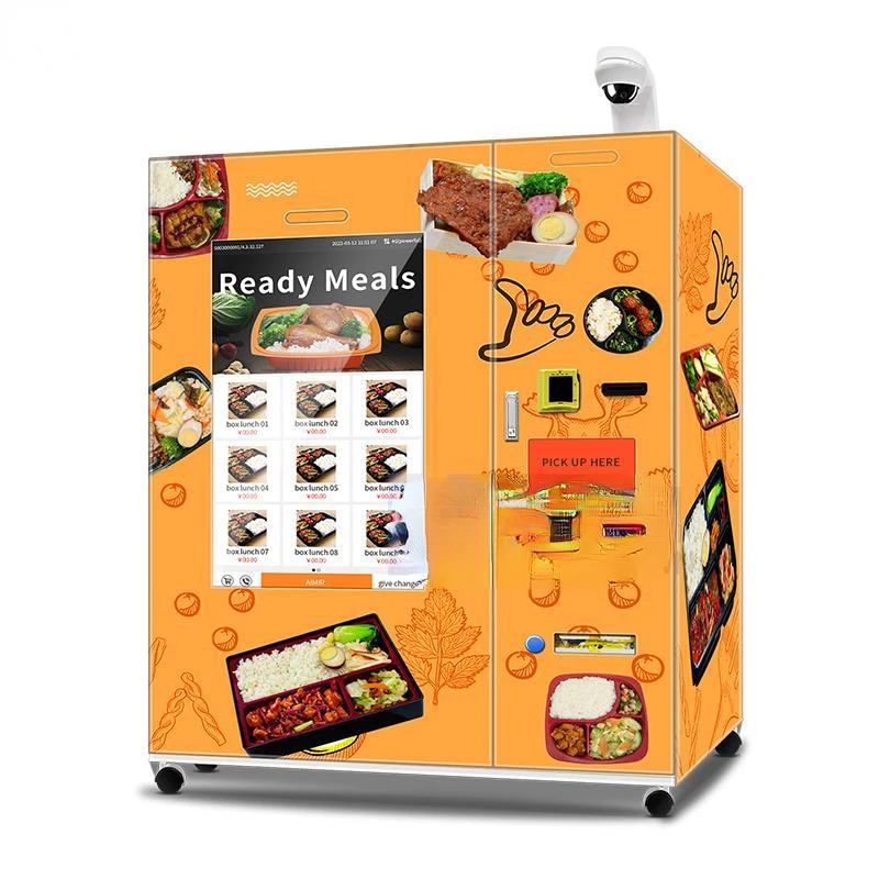 Bread Soup Heating Vending Machine Delicious Food Heating Hamburger Cash Coin And Card Reader On The Machine