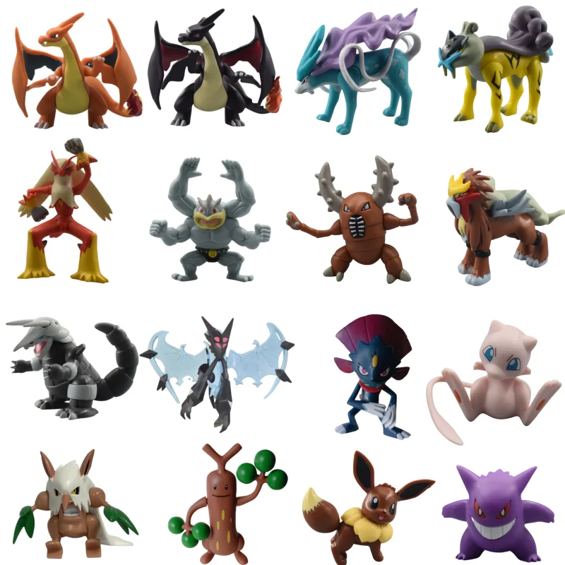 Figuras de acción de Pokémon, modelos brillantes de Charizard Y Suicune, Raikou, Entei, Aggron, Machamp, Gengar, Dawn Wings, Necrozma, Psyduck, regalos para niños