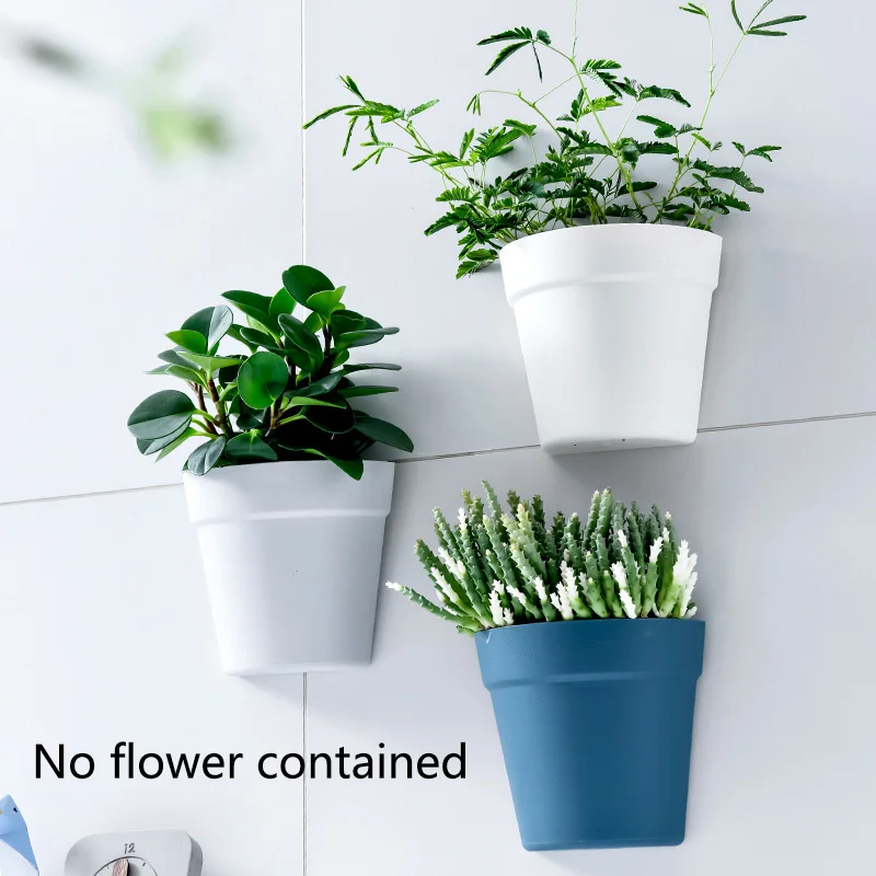 

Wall Mounted Plastic Potted Plant Flowerpot Creative Wall Hanging Planter Semi Circular Small Flower Pot Wall Decoration