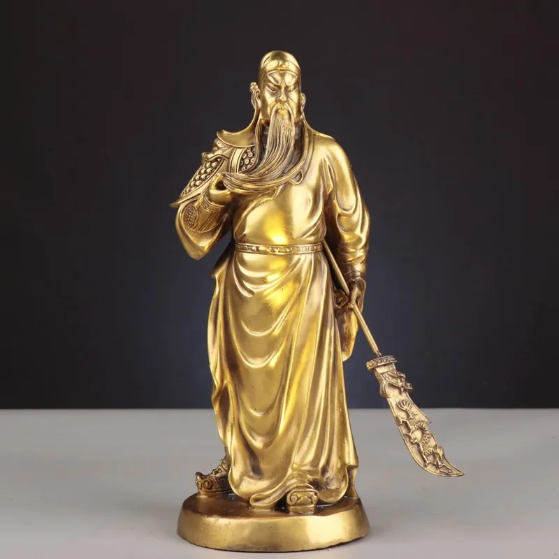 Bronze , Guan Gong with Sword, Metal Crafts for Home and Office, Righteousness as Vast as the Sky