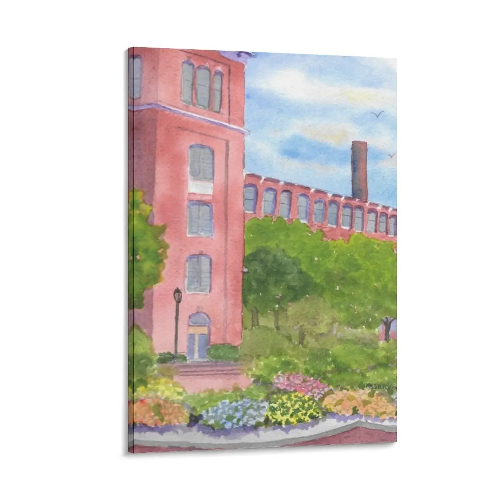 Courtyard of Cocheco Mills in Downtown Dover NH Canvas Painting anime poster anime room decor