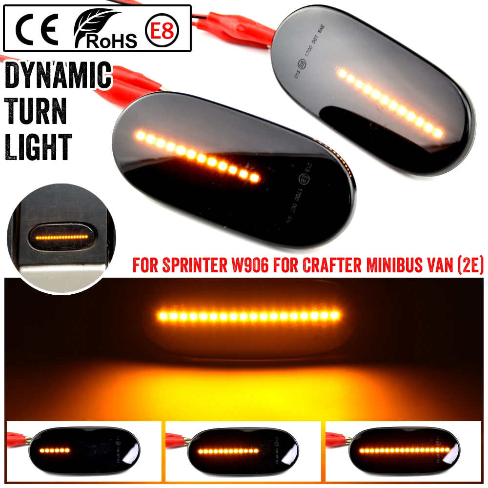 

2X For Mercedes-Benz Sprinter W906 2006-2018 Crafter 2006-2016 LED Dynamic Side Marker Turn Signal Lights Indicator Lamp
