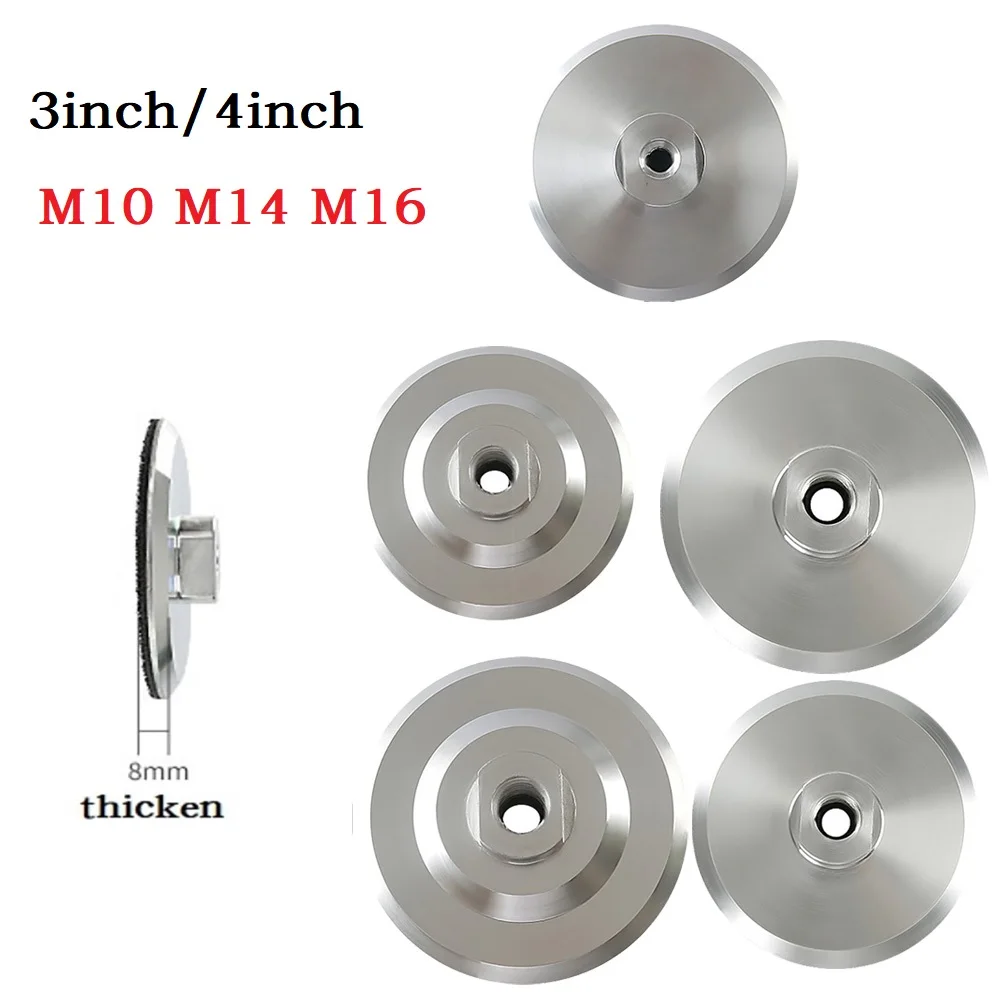 4 inch Aluminum Backer Pad for Diamond Polishing Pads Compatible with 80mm and 100mm Sander Machines and For M14 M10 Threads