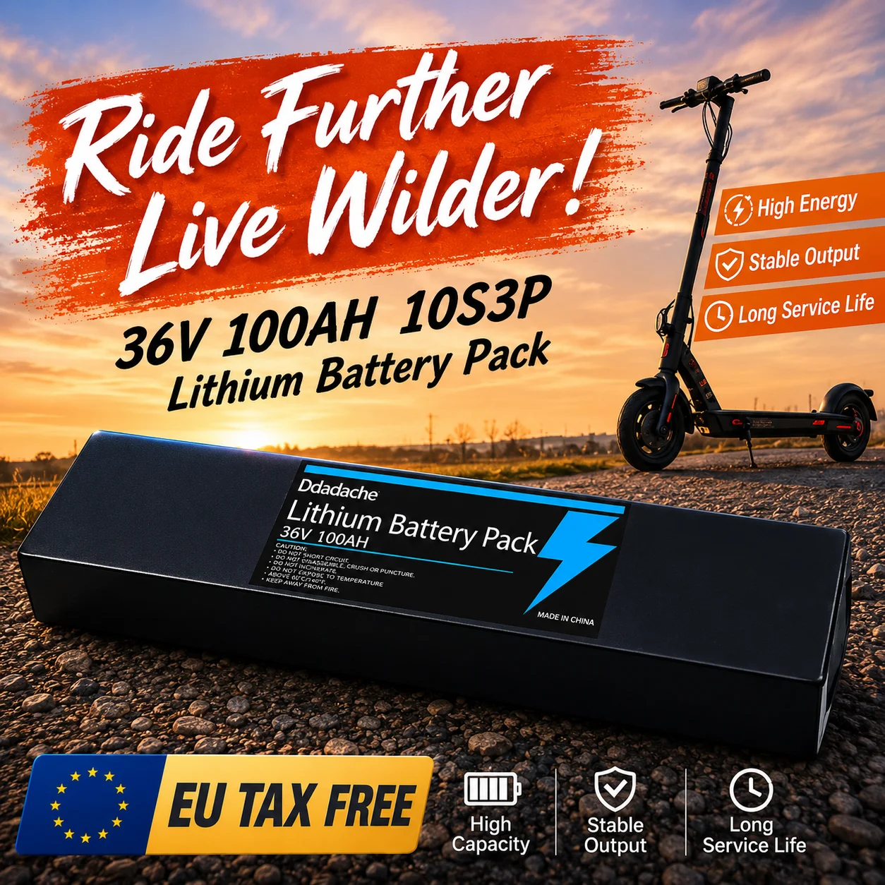 36V 100Ah Wiederaufladbarer Lithium-Akku 18650 10S3P 1000W Leistung Modifizierter 36V Elektroroller-Akku mit BMS, XT60 JST