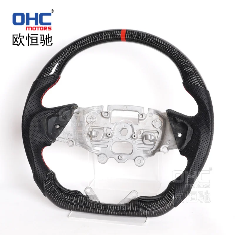 For Ford 2022+ FORD Ranger T9/EVEREST carbon fiber steering wheel with flat bottom and perForated sports leather