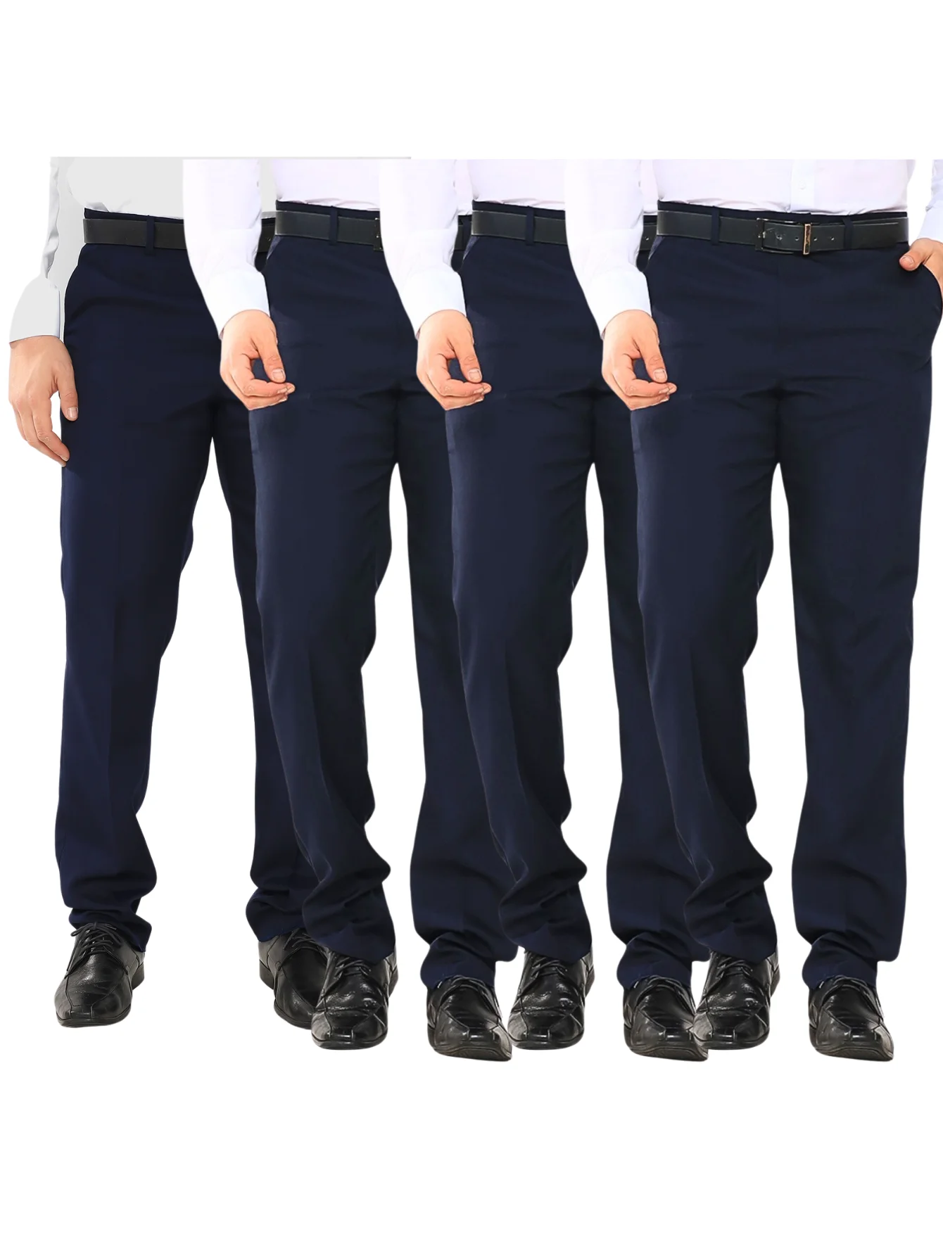 KIT Men 4 Pieces-Oxford Social Pants Navy Blue Executive Suit