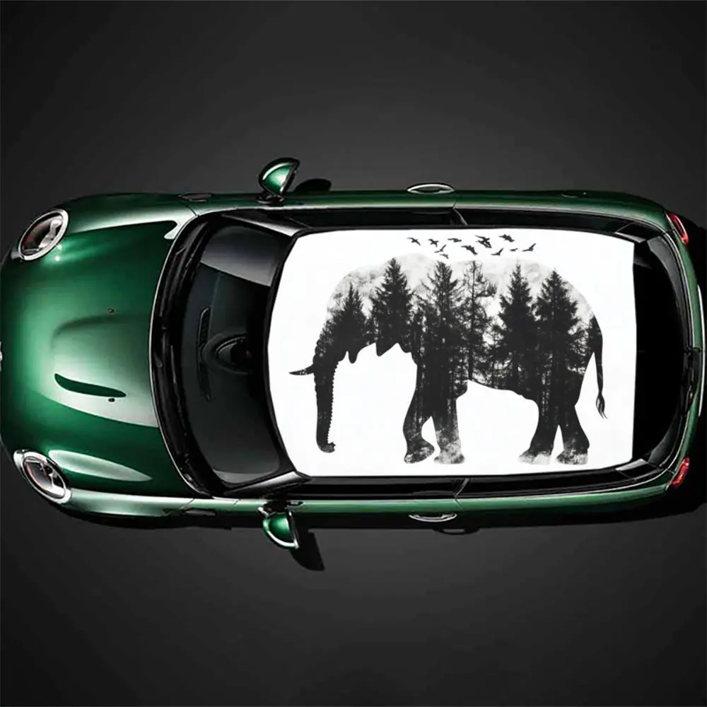 

Artistic elephant pattern car vinyl wraps, vinyl stickers, perfectly compatible with car roofs